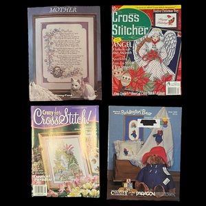Lot of (4) Cross Stitch Magazines / Booklets - Color Pictures - Discounted Ship!